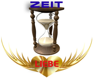 Blog Der Wert der Liebe - Bild Sanduhr mit Schriftzug Zeit und Herz mit Schriftzug Liebe