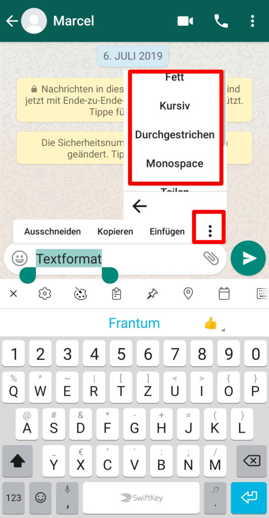 Bild WhatsApp Textformat